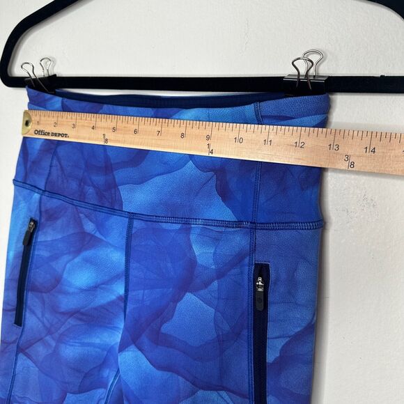 Lululemon Blue Run It Out High Waist Full Length Midnight Tulle Yoga Zip Pant S - Picture 8 of 15